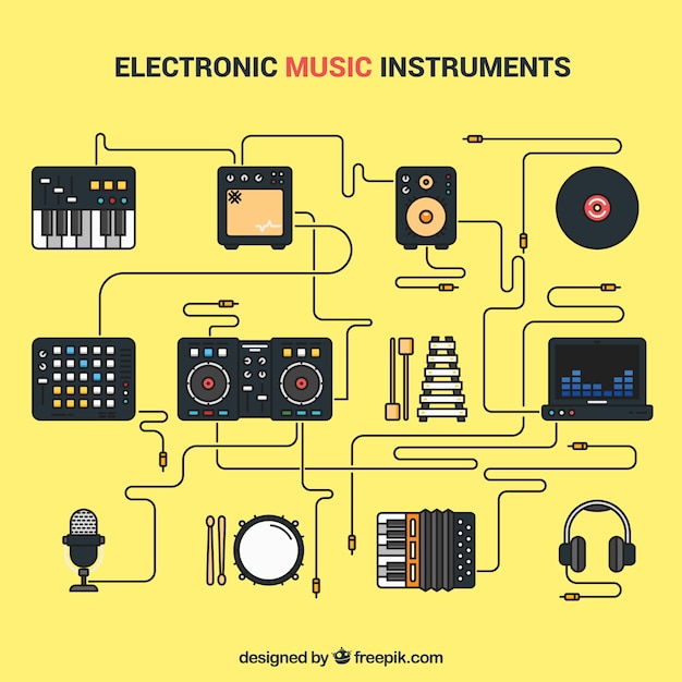 Vector elektronische muziek instrumenten