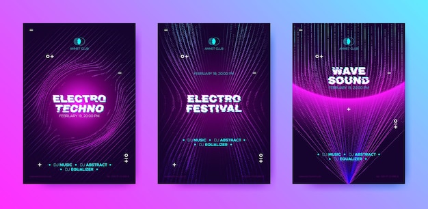 Vector elektronische muziekevenement flyers collectie