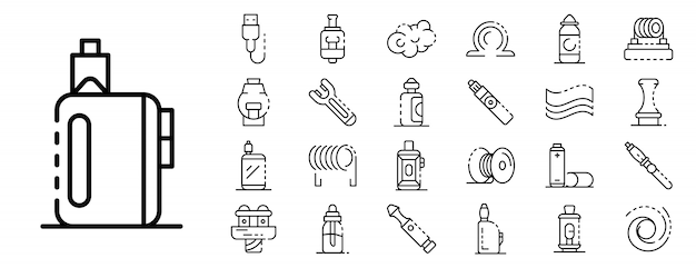 Elektronische sigaret pictogrammenset, kaderstijl