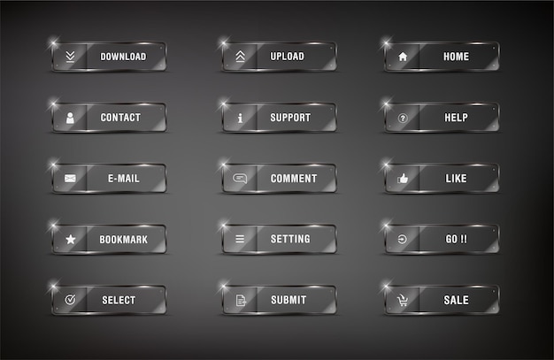element buttonweb set square icon web glossy