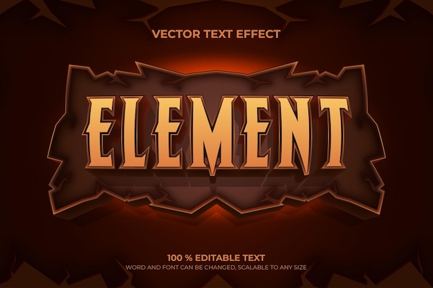 Vector element editable 3d text effect with rock backround style