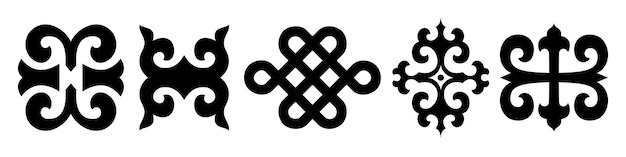 Элемент символа монгольского орнамента на белом фоне векторного дизайна
