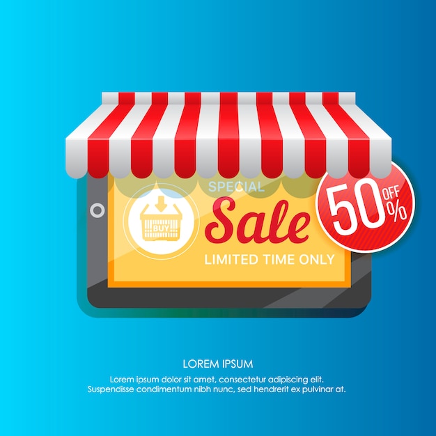 Element of tablet promoting special sale