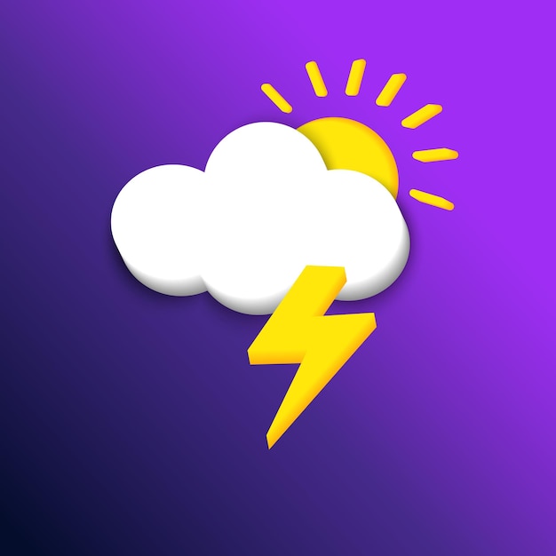 Vector element vector is a cloud with lightning and the sun user interface design with 3d graphic for websi