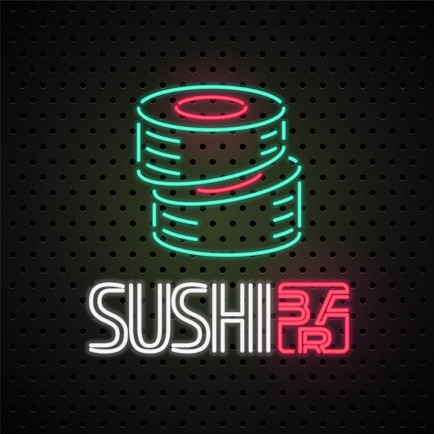 Element voor sushi, sushi bezorgservice met neonlichtteken