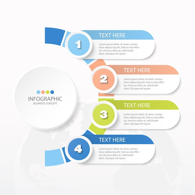 Elementaire cirkel infographic sjabloon met 4 stappen proces of opties proces grafiek gebruikt voor proces diagram presentaties werkstroom lay-out stroomschema infograph vectorillustratie eps10