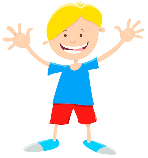 Elementary age boy cartoon illustration