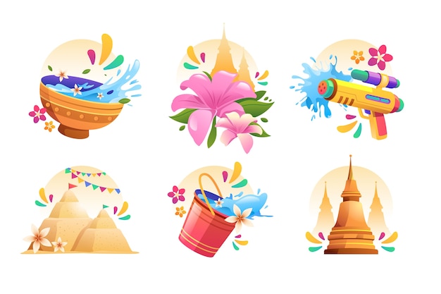 Elementen van het Songkran-festival