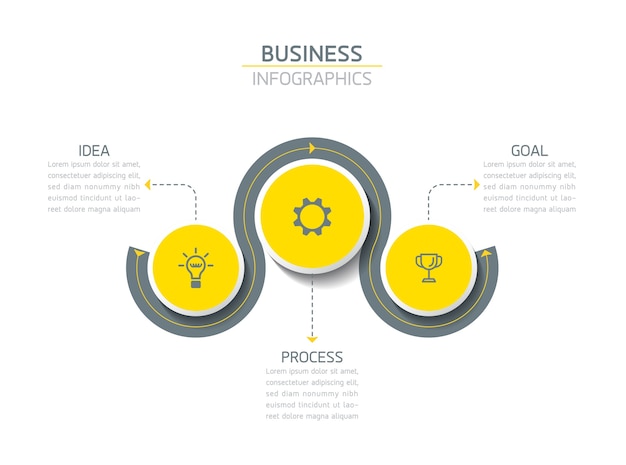 Elementen voor infographicspresentatie en grafiekstappen of processenopties nummer workflowsjabloonstappen