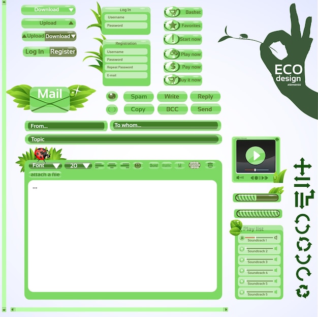 Elementen voor milieuvriendelijk webdesign Groene set