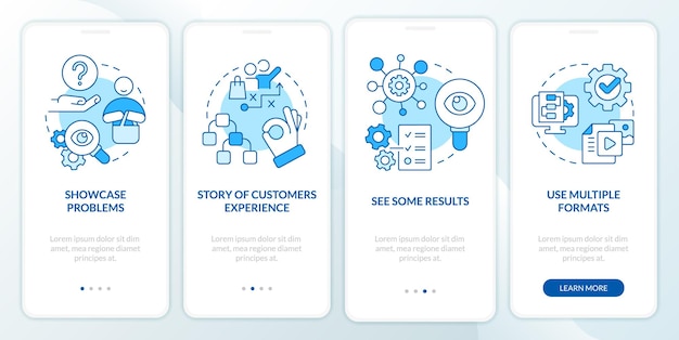 Elements of case study blue onboarding mobile app screen