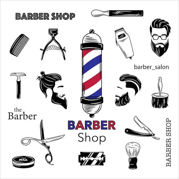 Elements design for the hairdressers and barbershops.