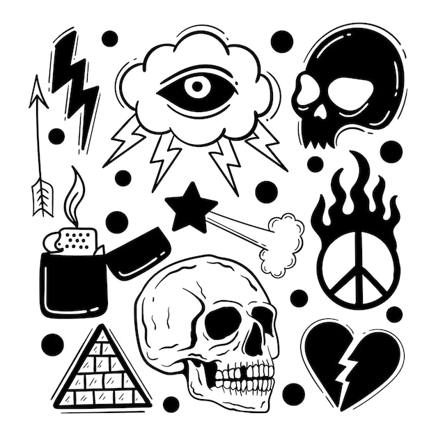 Vector elements hand drawn doodle vintage for tattoo sticker etc