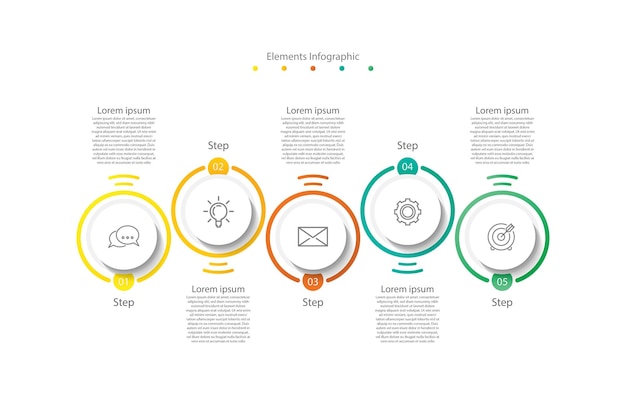 Elements infographic business template circle colorful with five step