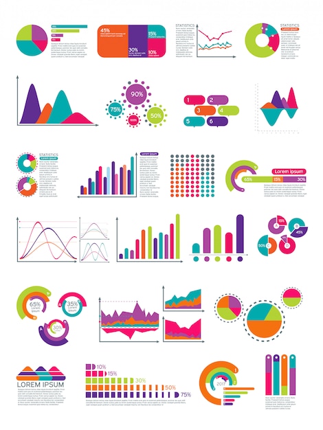 Elementi di infografica con diagramma di flusso. modello di layout del sito web di diagrammi di statistiche