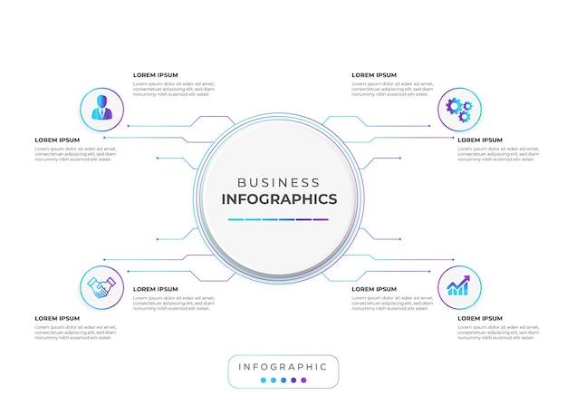 Vettore elementi per la presentazione di infografiche e passaggi o processi del grafico