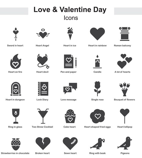 Vector elements love valentines day icons