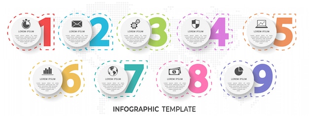 Elements numbers Infographic  9 options