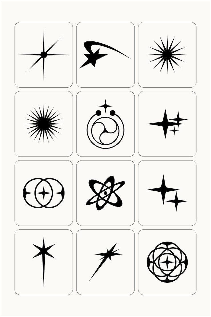 Vector elements y2k icons asset vintage shapes