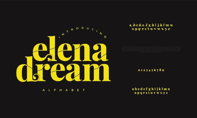 Elenadream 프리미엄 럭셔리 우아한 알파벳 문자 및 숫자 우아한 웨딩 타이포그래피 클래식