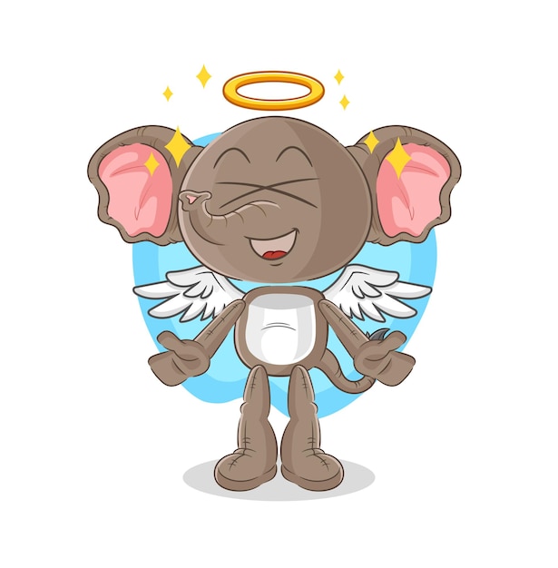 Elephant angel with wings vector cartoon character