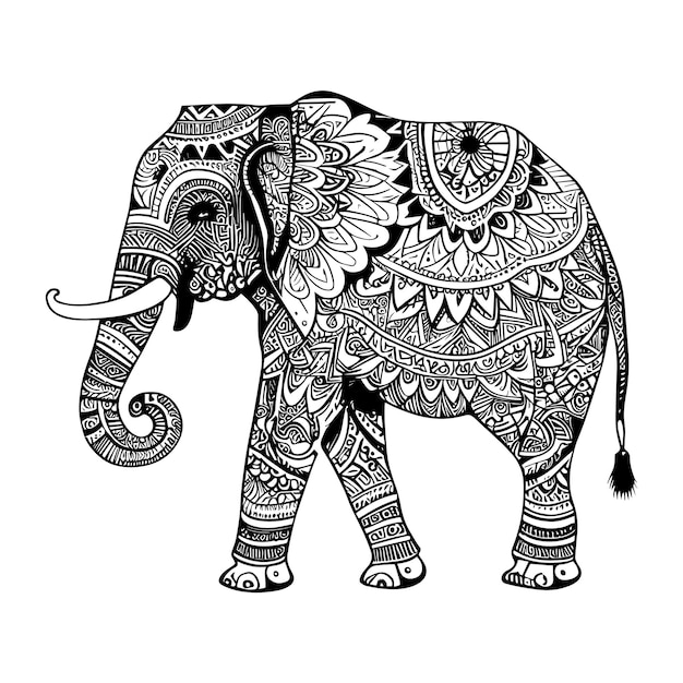 Illustrazione di arte vettoriale ornamenti animali elefante