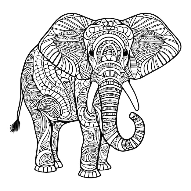 Illustrazione di arte vettoriale ornamenti animali elefante