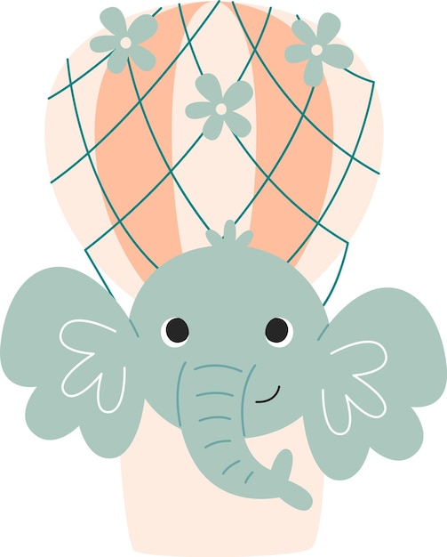 Vector elephant baby on balloon