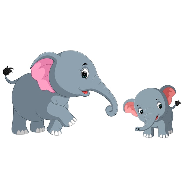 Elefante e bambino elefante cartone animato