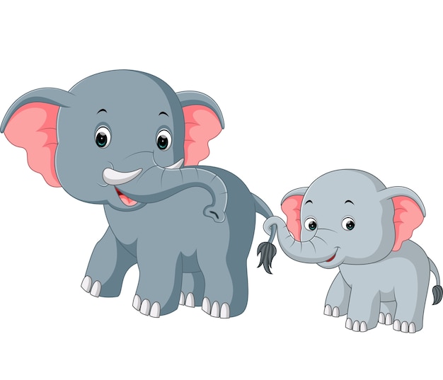 Elefante e bambino elefante cartone animato