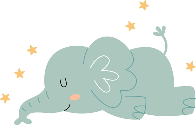 Vector elephant baby sleeping