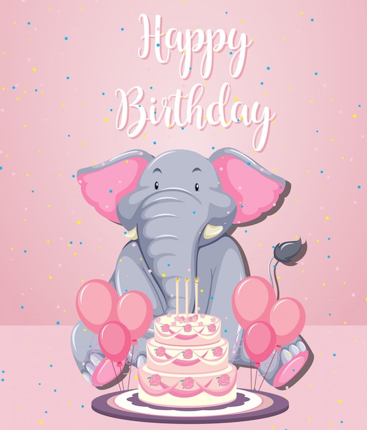 Vector an elephant on birthday template