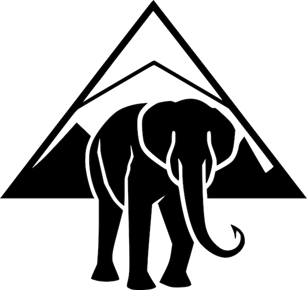Elephant Black and White Isolated Icon Vector illustration