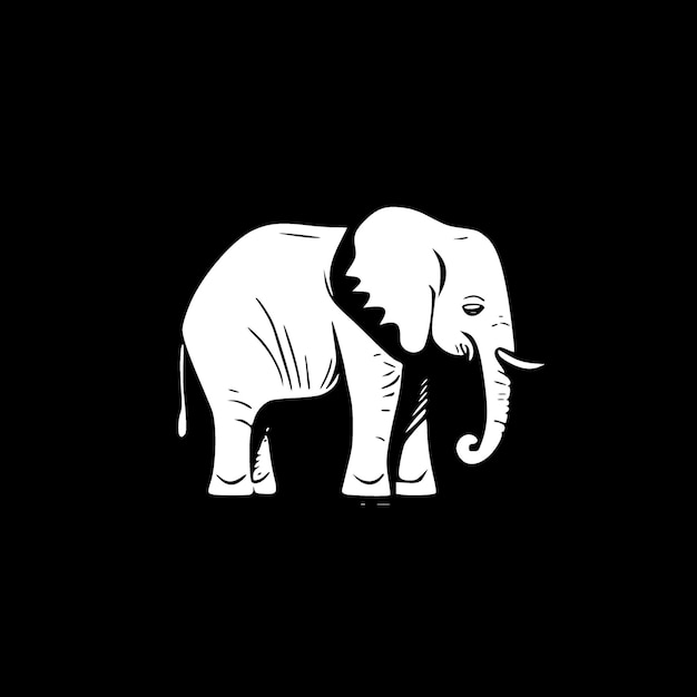 Vector elephant black and white vector illustration