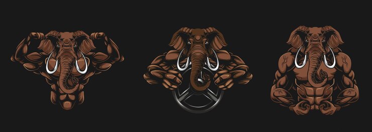 elephant bodybuilder illustration