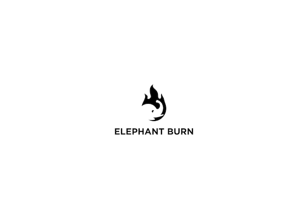 elephant burn logo design vector illustration