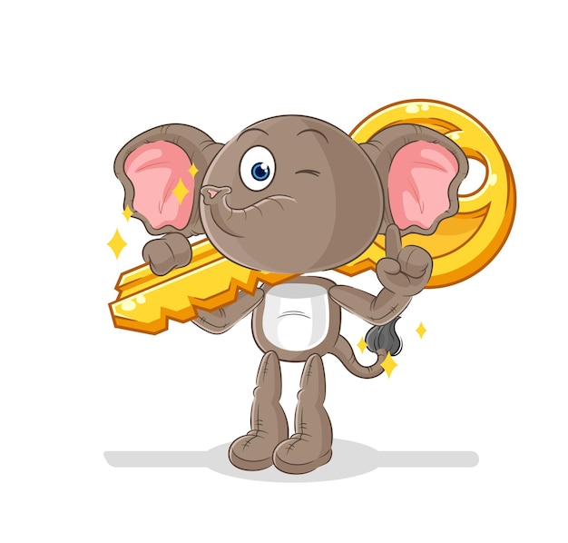 Elephant carry the key mascot cartoon vector