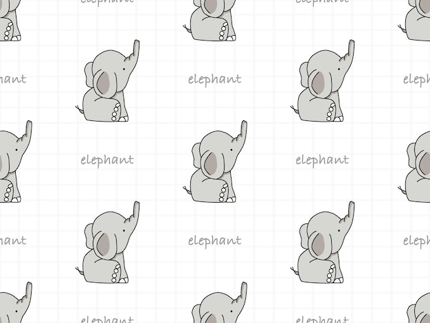 Elephant cartoon character seamless pattern on white background