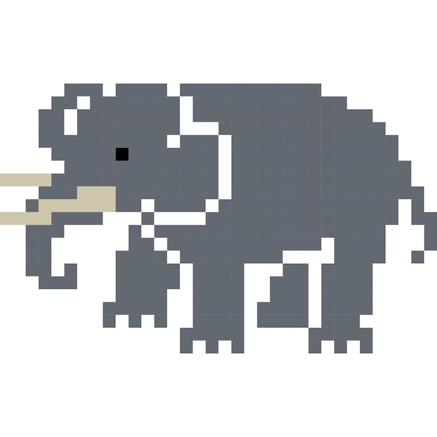 Icona di cartone animato di elefante in stile pixel