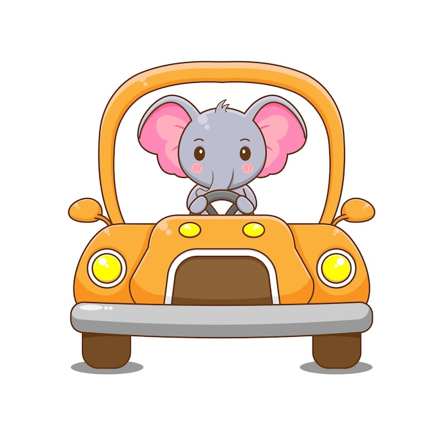 車を運転する象のキャラクター。