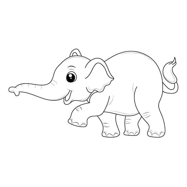 Pagina da colorare di elefante per bambini illustrazione di contorno di elefante disegnata a mano