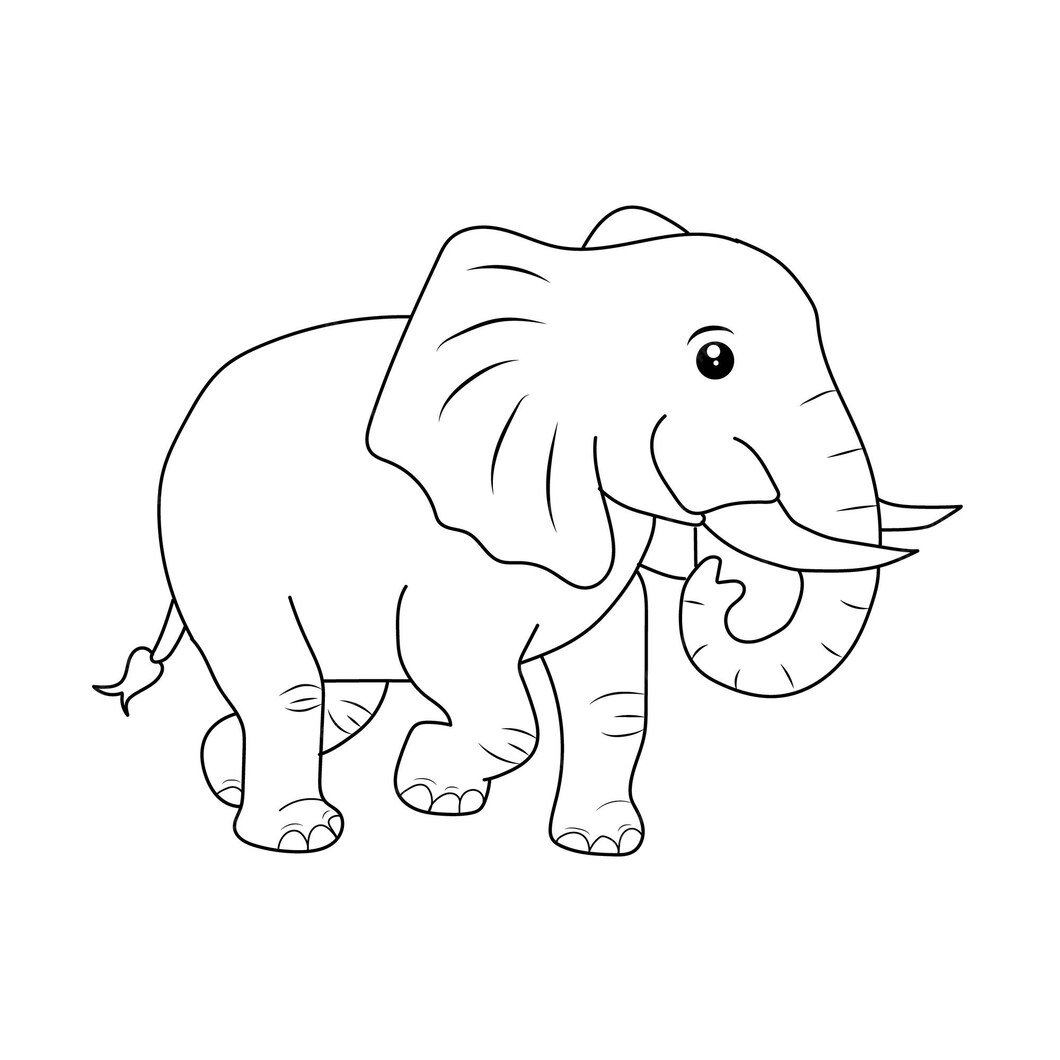 Premium Vector | Elephant coloring page for kids Hand drawn elephant