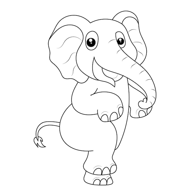 Elephant coloring page for kids Hand drawn elephant outline illustration