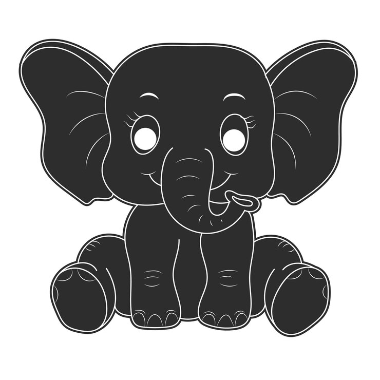 Premium Vector | Elephant coloring page for kids hand drawn elephant
