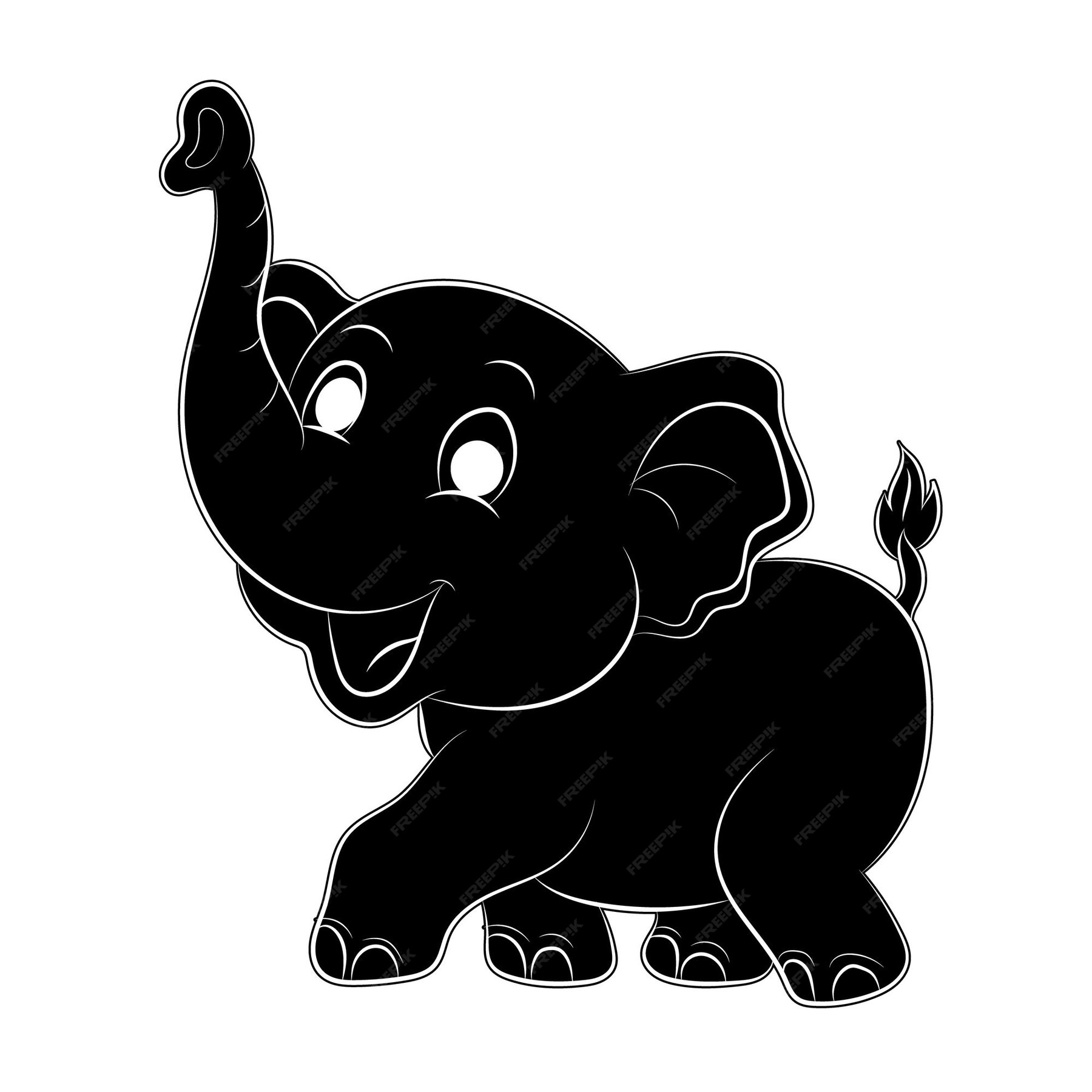 Premium Vector | Elephant coloring page for kids hand drawn elephant