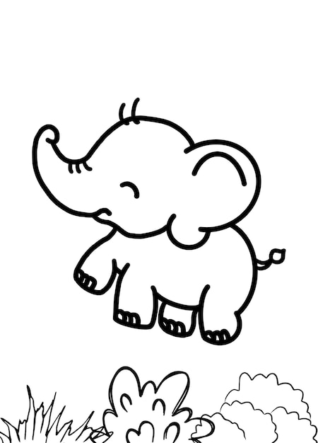 Elephant coloring page for kids vector art