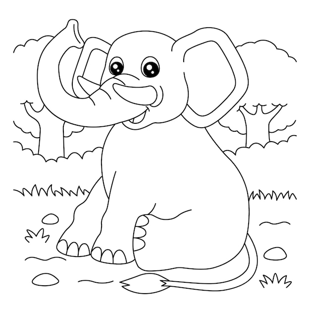 Elephant Coloring Page for Kids