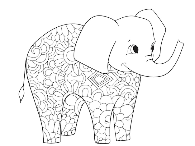 Elephant coloring vector for adults animal