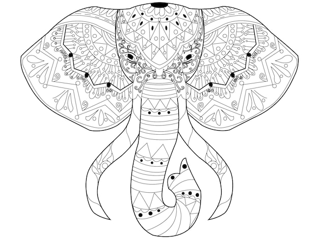 Elephant coloring vector for adults