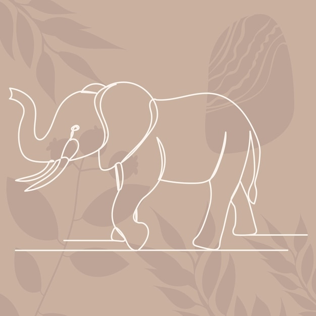 Elephant continuous line drawing sketch on abstract background vector